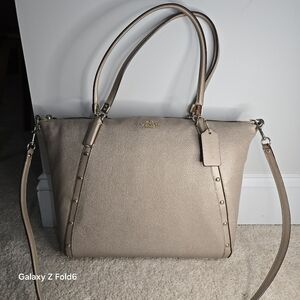 Coach Kelsey Gold Studded Caviar Leather Satchel Rose Gold